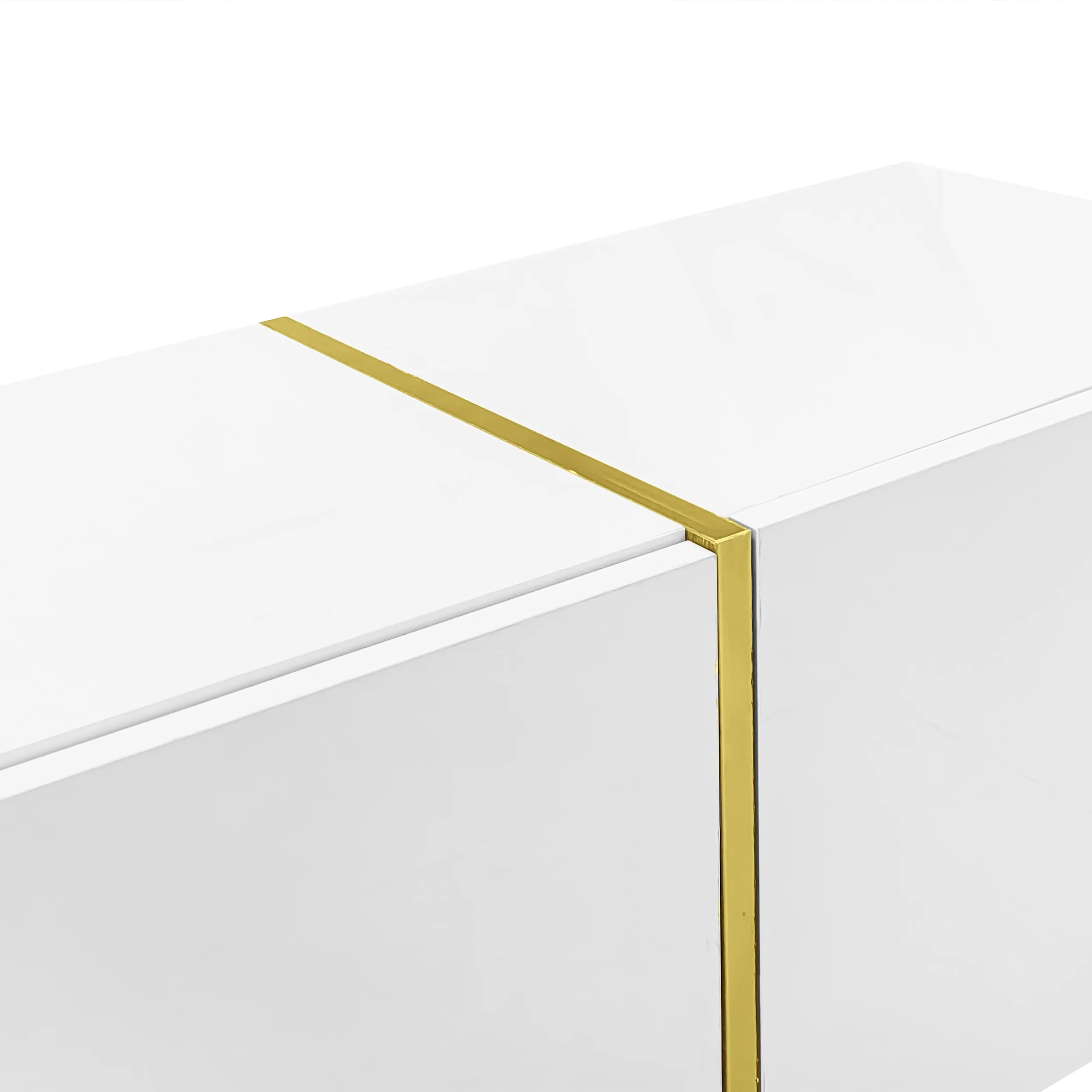 PINGGO Glossy TV Cabinet 170x35x46cm with Four Doors Modern And Elegant White Color