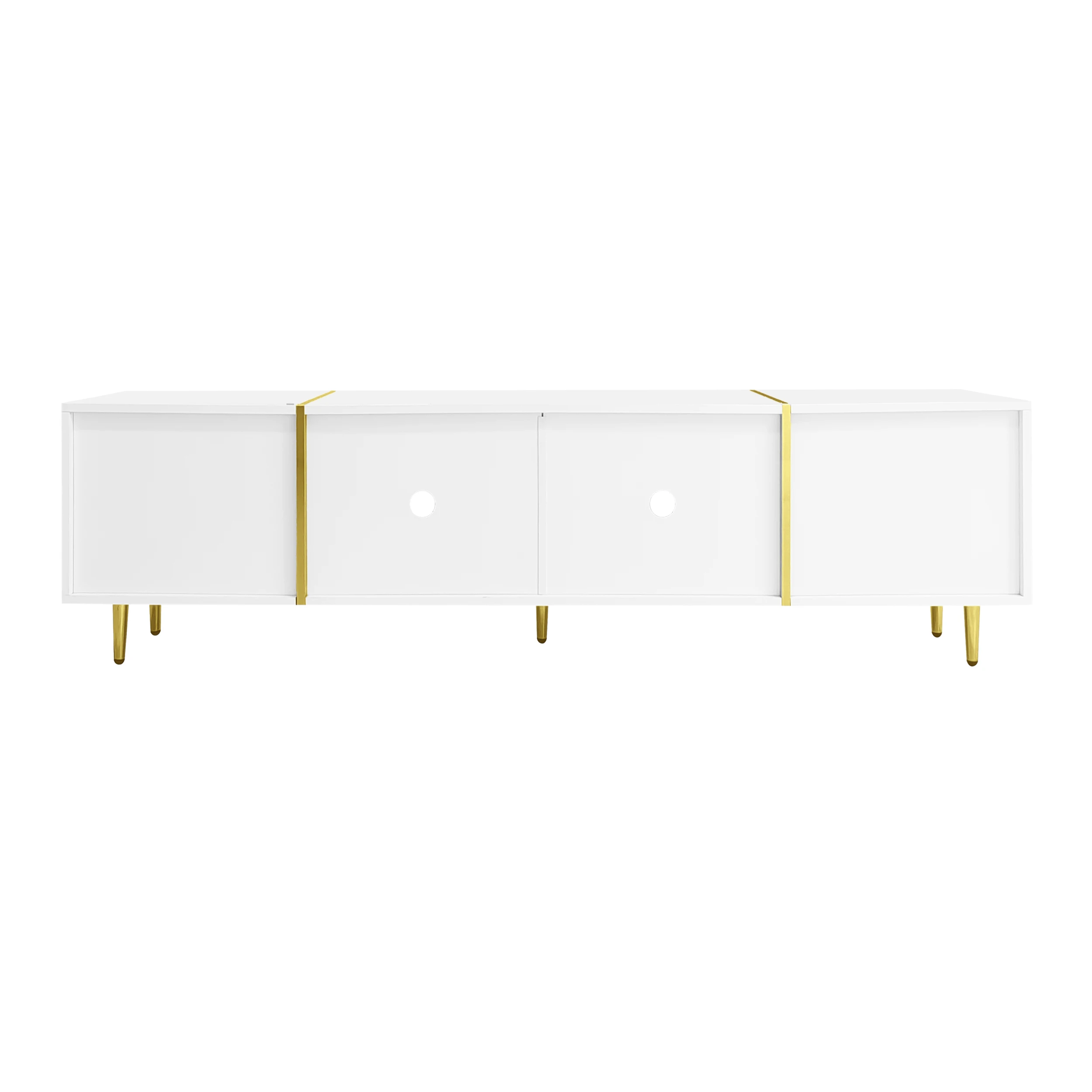 PINGGO Glossy TV Cabinet 170x35x46cm with Four Doors Modern And Elegant White Color