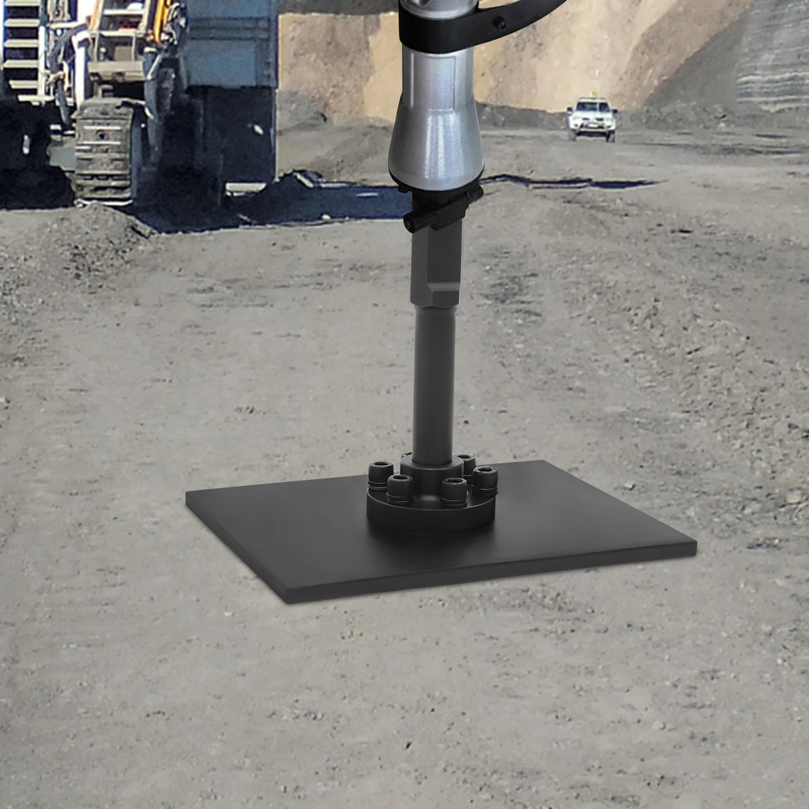 Tamping Shaft Plate, Heavy-duty Tamper Plate with 30mm Rod, 40CR Steel Compactor Plate for Road Construction, Trench, 26*20.5cm