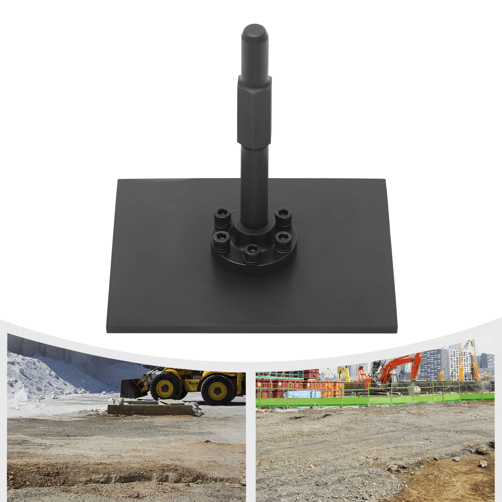 Tamping Shaft Plate, Heavy-duty Tamper Plate with 30mm Rod, 40CR Steel Compactor Plate for Road Construction, Trench, 26*20.5cm