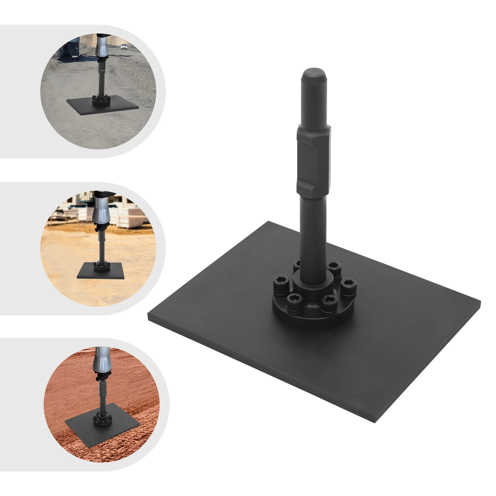 Tamping Shaft Plate, Heavy-duty Tamper Plate with 30mm Rod, 40CR Steel Compactor Plate for Road Construction, Trench, 26*20.5cm