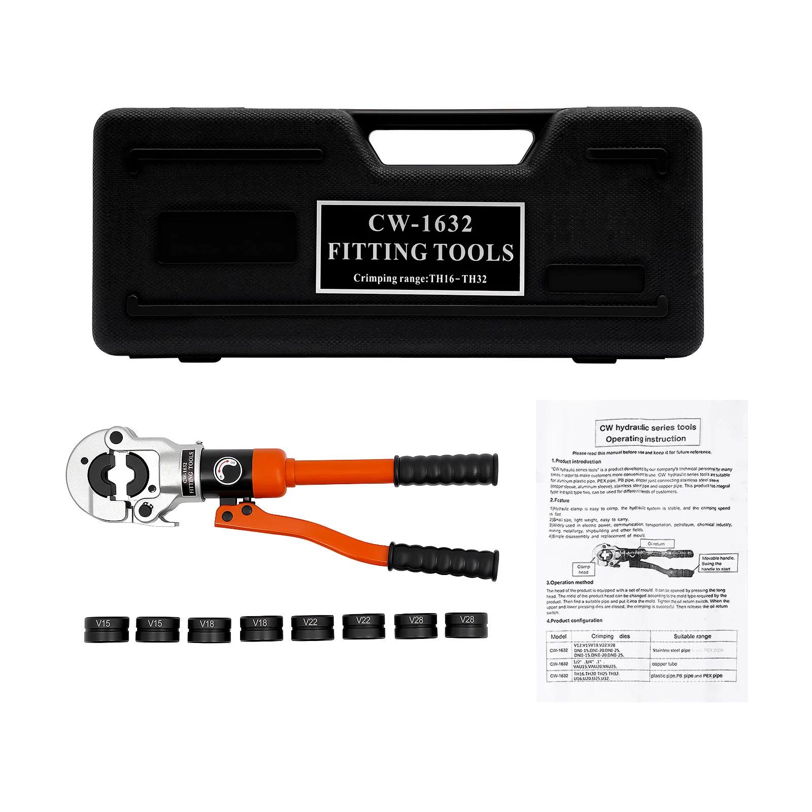Hydraulic Pliers Crimping Set| Hydraulic Plier With V12/15/18/22/28MM Dies