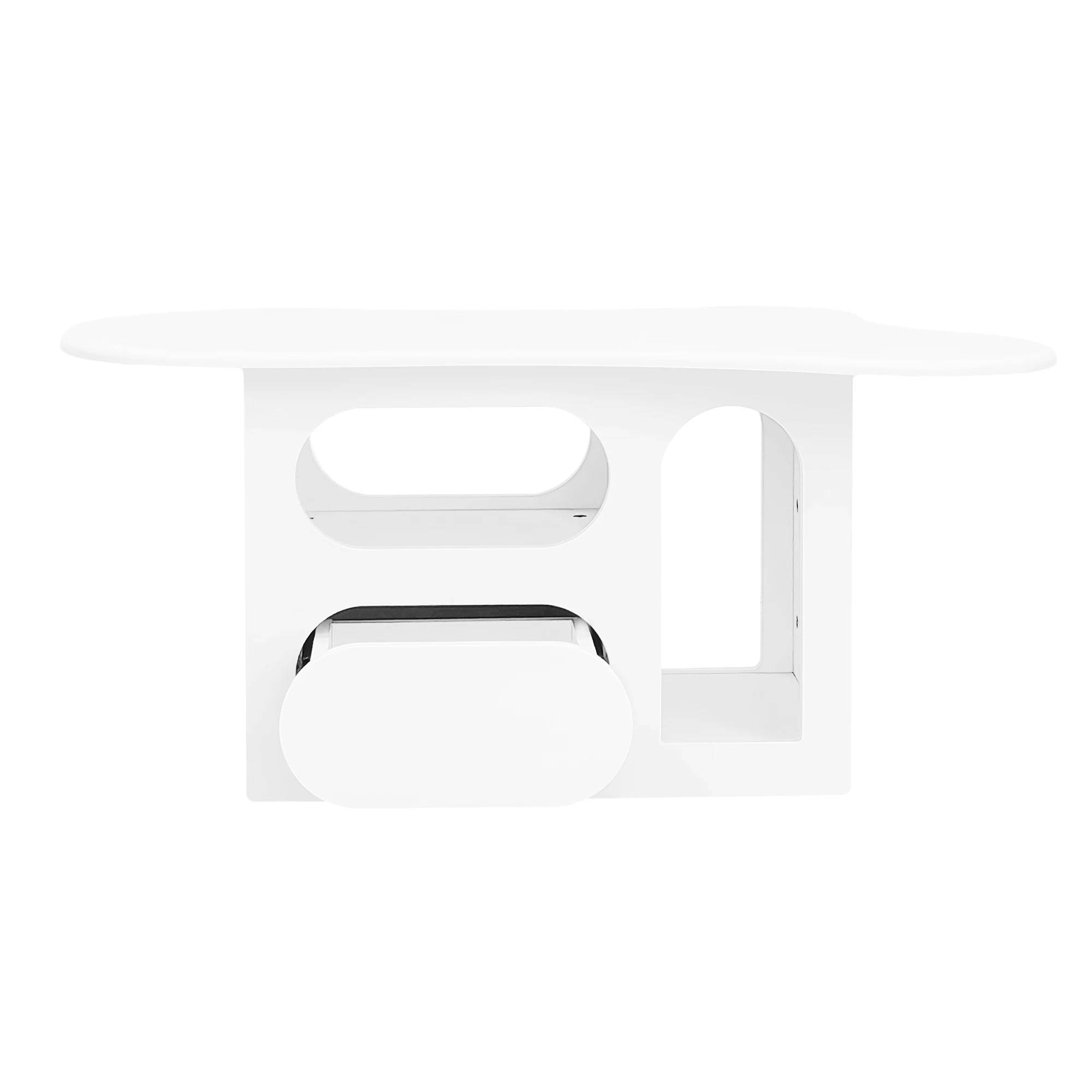 PINGGO Cloud-Shaped Coffee Table 97x45x43.5cm with Drawers Open Storage Compartments Living Room Furniture