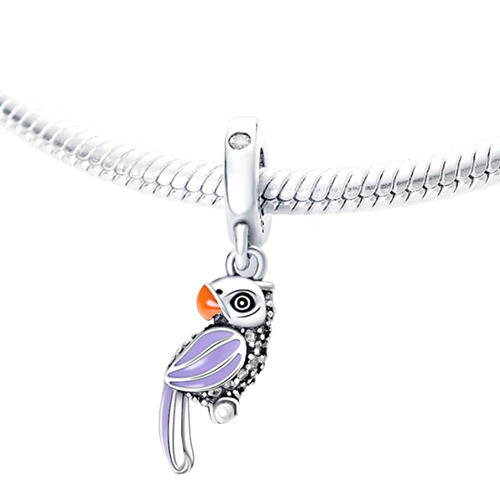 Fmrose 925 Sterling Silver Parrot,Bird Pendant for Bracelets and Necklaces Original DIY Jewelry Making for Women