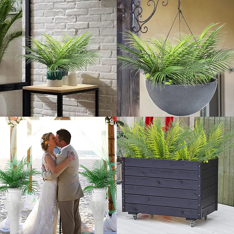 20.47in 9Leaves Artificial Tropical Plants Fake Palm Plant Branch Green Leaves for Home Garden Office Jungle Carnival Decoration