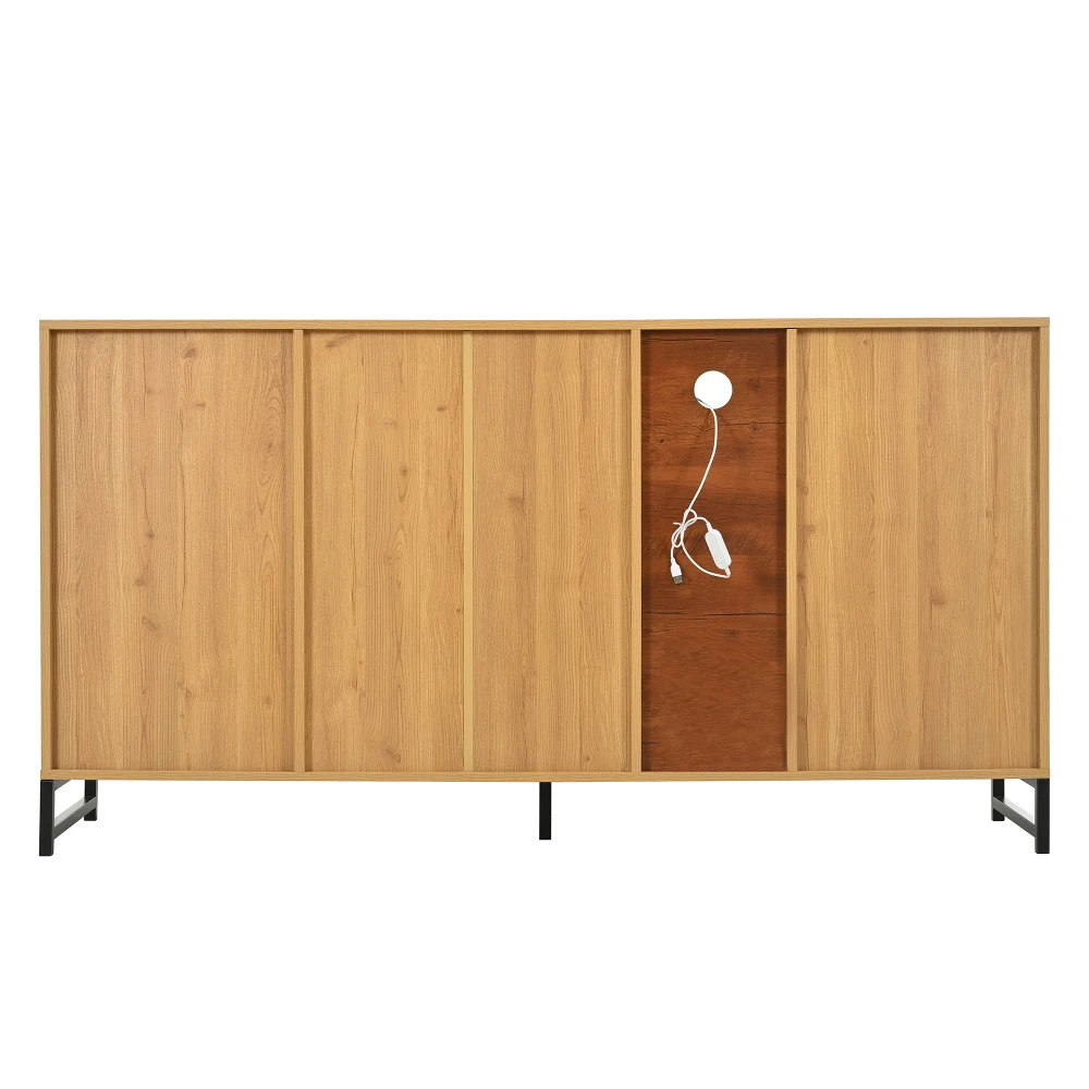 PINGGO Modern Wooden Side Cabinet with Three Drawers - Elegant Carved Storage Console - Stylish And Practical Home Furniture
