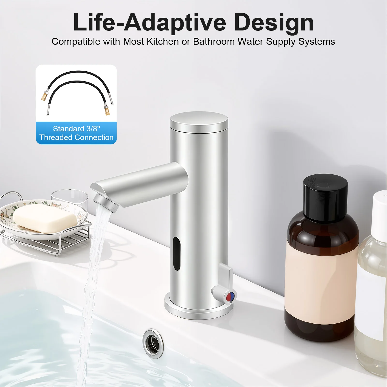 Smart Sensor Basin Faucet Hot Cold Water Mixer Tap Touchless Vanity Sink Faucet Motion Automatic Sensor Faucet for Bathroom