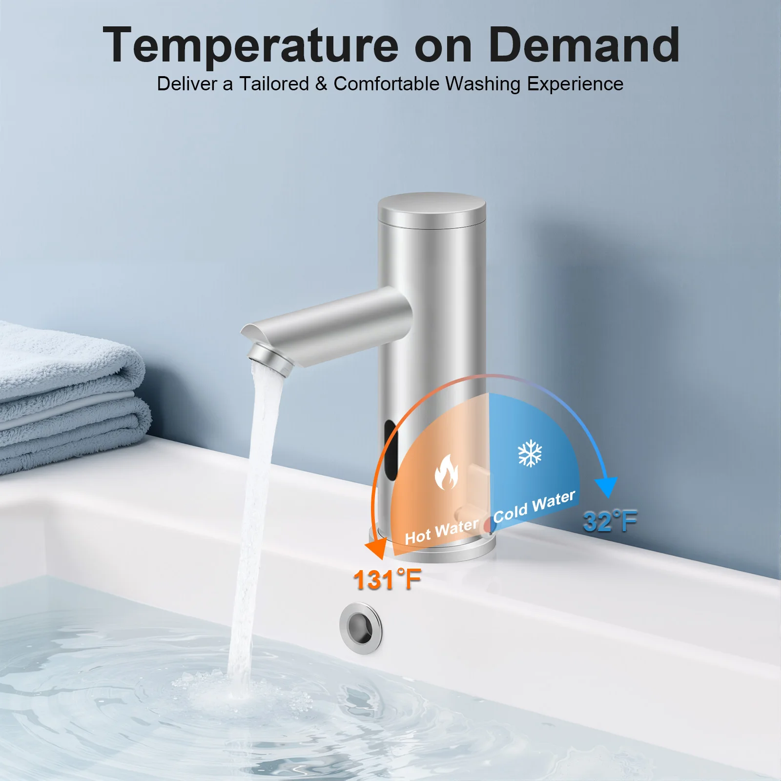 Smart Sensor Basin Faucet Hot Cold Water Mixer Tap Touchless Vanity Sink Faucet Motion Automatic Sensor Faucet for Bathroom