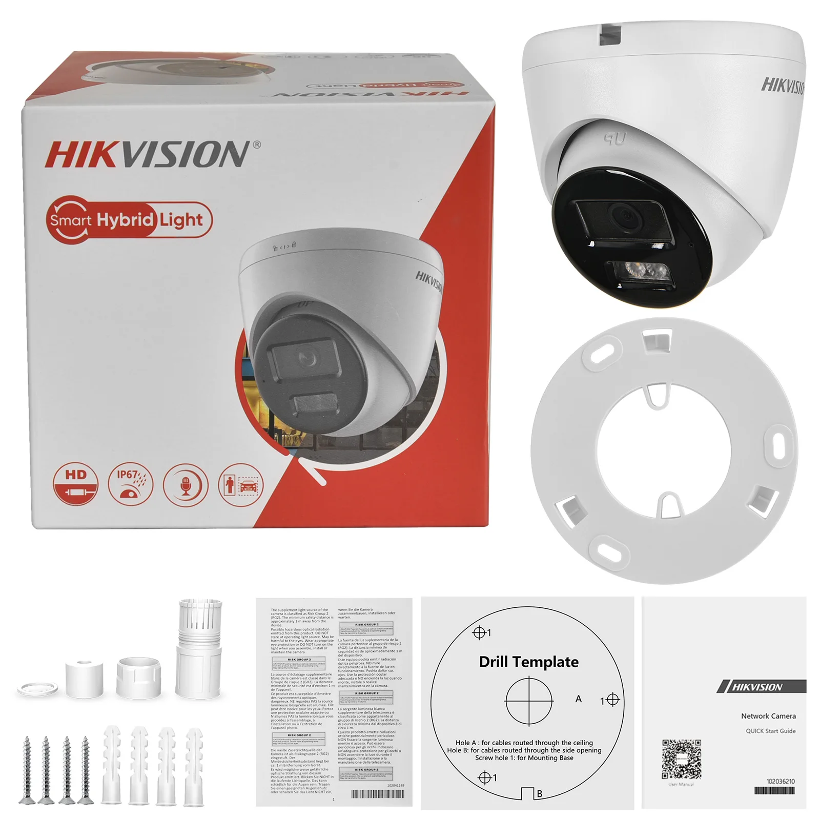 Hikvision DS-2CD1383G2-LIUF 8MP ColorVu Smart Hybrid Light POE IP Camera MD 2.0 Human Vehicle Detect MIC SD Slot IP67 CCTV IPC