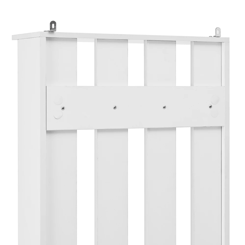 PINGGO Shoe Bench Shoe Cabinet Hallway Furniture With 2 Doors Rear Wall 8 Hooks White 50x36x190cm