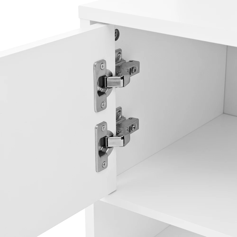 PINGGO Shoe Bench Shoe Cabinet Hallway Furniture With 2 Doors Rear Wall 8 Hooks White 50x36x190cm