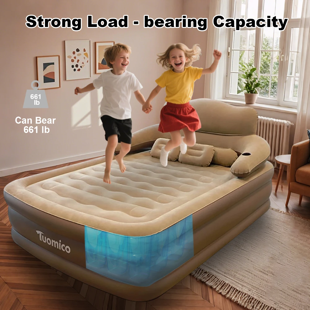 Foldable Inflatable Mattress Stable Support Travel Portable Bed Soft Surface Rest Comfort Easy Clean Material Unique Design Beds