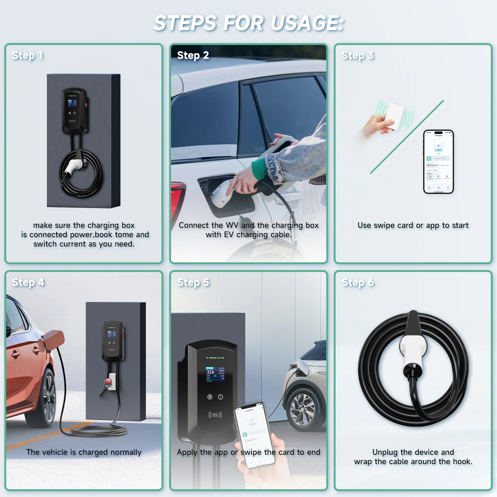 JNTAFEV 11KW 16A Type 2 EV Charger 32A 7.6KW/22KW Electric Car Charger 1/3Phase Car Charging Station Wallbox WiFi APP Control