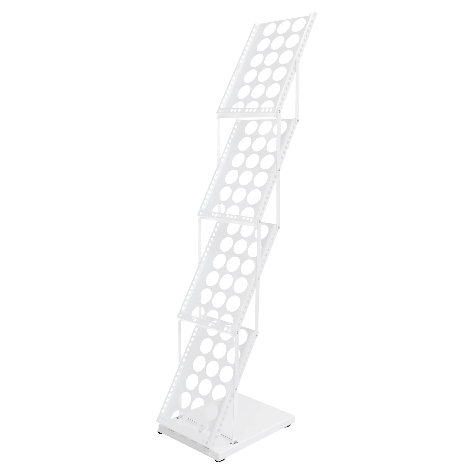 4 Tiers Foldable Magazine Rack Iron Literature Display Stand 5kg Load Iron Folding Information Rack Newspaper for Schools/Office