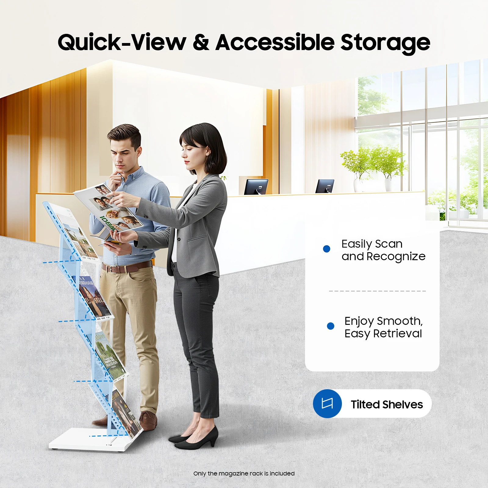 4 Tiers Foldable Magazine Rack Iron Literature Display Stand 5kg Load Iron Folding Information Rack Newspaper for Schools/Office