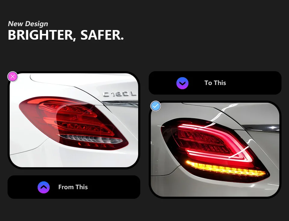 AKD Car Styling Lights for Mercedes-Benz W205 Tail Lihgt 2014-2021 C-CLASS C180 C200 C260 C300 LED Tail Lamp DRL Dynamic Signal Auto Accessories