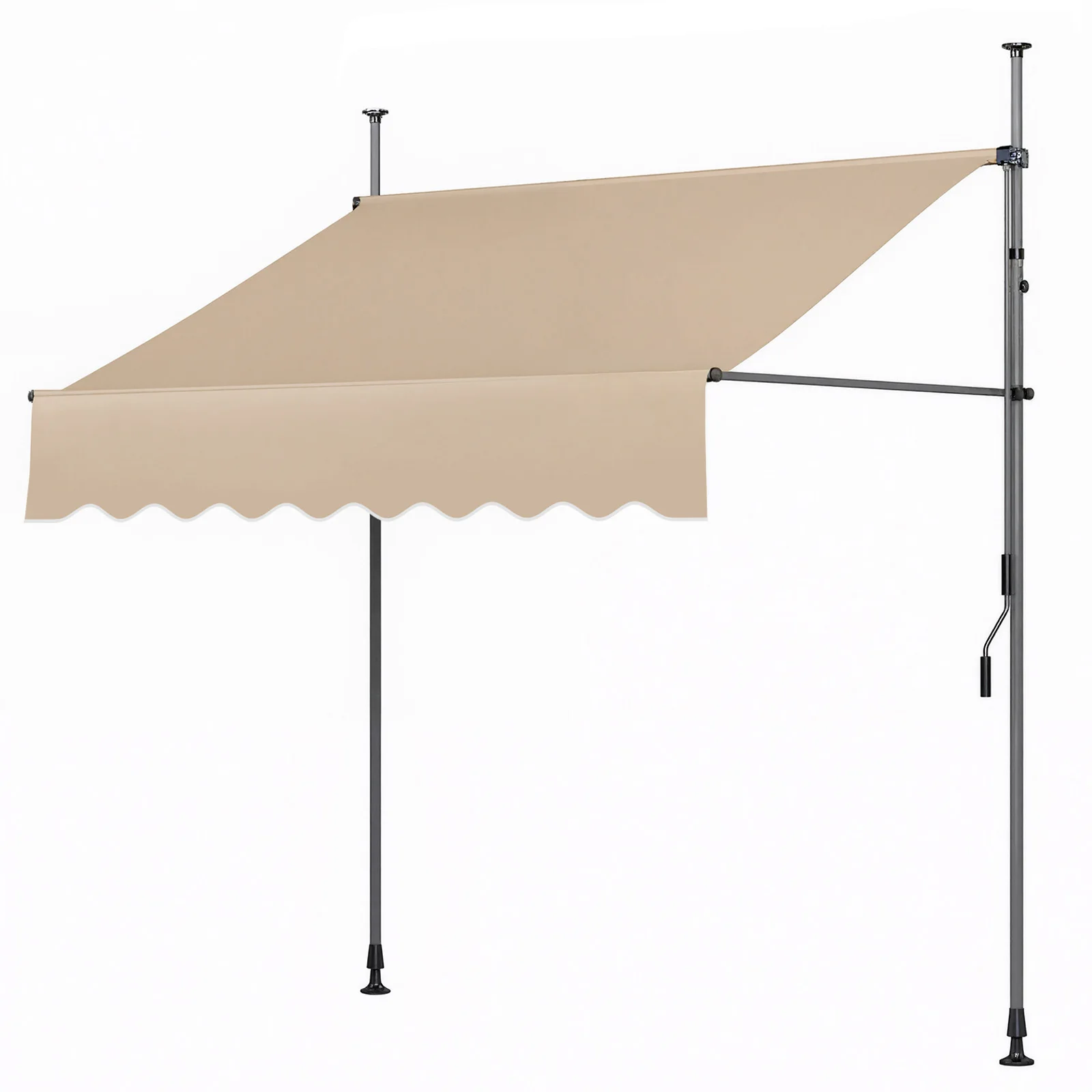 Patio Awning Retractable Awning Sunshade Shelter with Manual Crank Handle , Outdoor Yard Canopy Sunsetter Deck UV50+ Sun Shade