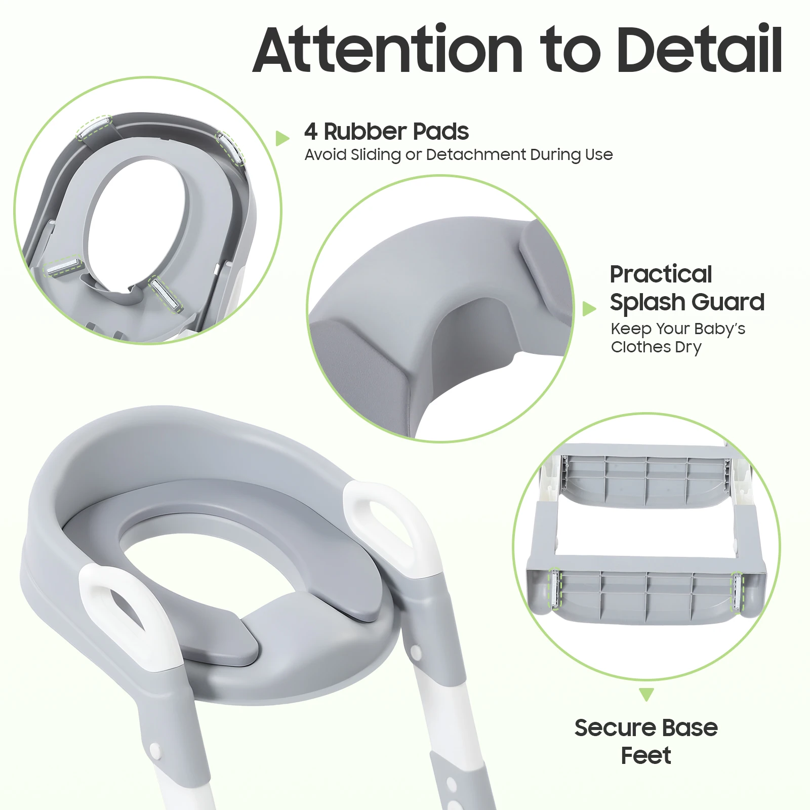 Adjustable Height Potty Training Seat Anti-Slip Pads for Safety Toddler Toilet Trainer for Girls Boys