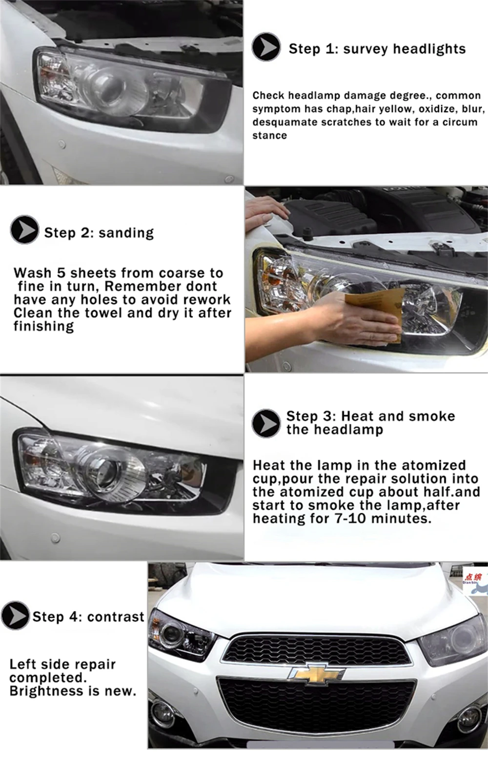 Restorer Headlight Polishing Kit Vapor Steam Chemical Headlight Polish Liquid Polymer Polisher Headlights Restoration Kit