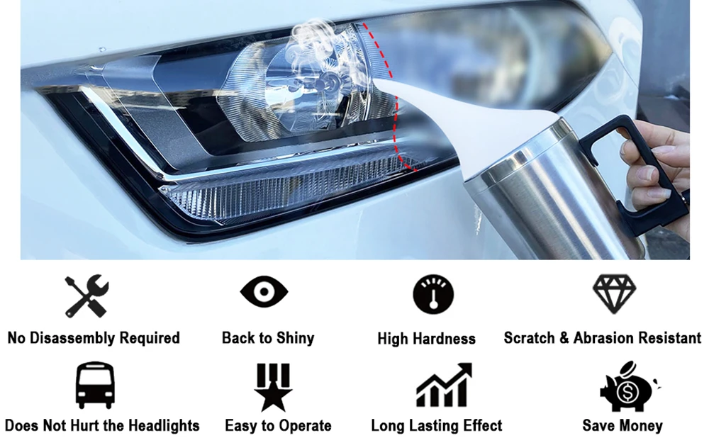 Restorer Headlight Polishing Kit Vapor Steam Chemical Headlight Polish Liquid Polymer Polisher Headlights Restoration Kit