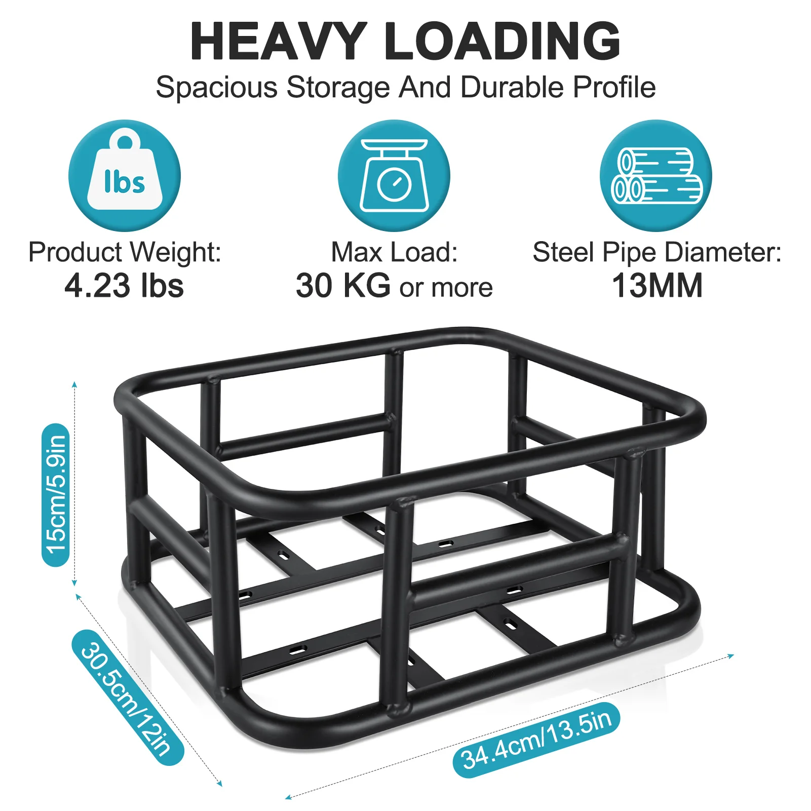 Rear Bike Basket Bicycle Cargo Rack Bag Large Capacity Fron E-Bike Basket Bike Baskets Rear Rack for Outdoor Travel Shopping