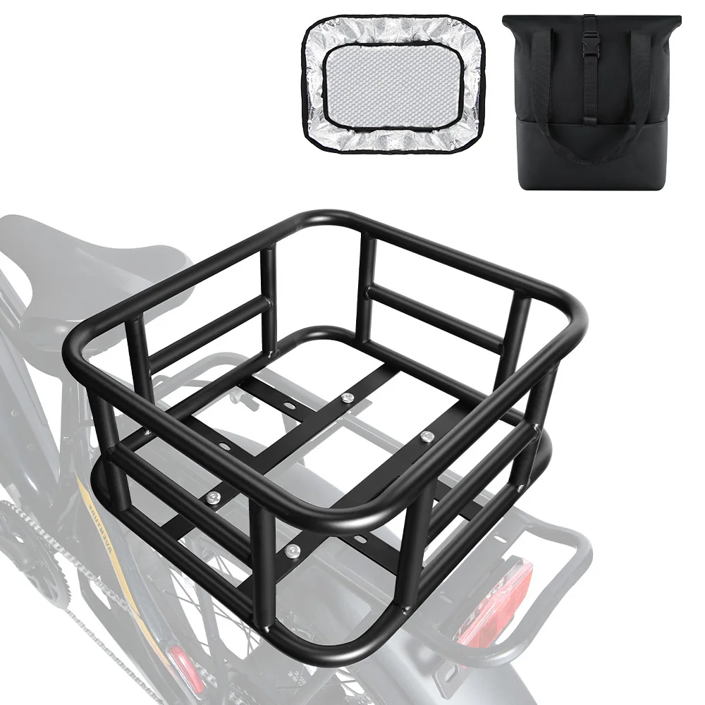 Rear Bike Basket Bicycle Cargo Rack Bag Large Capacity Fron E-Bike Basket Bike Baskets Rear Rack for Outdoor Travel Shopping