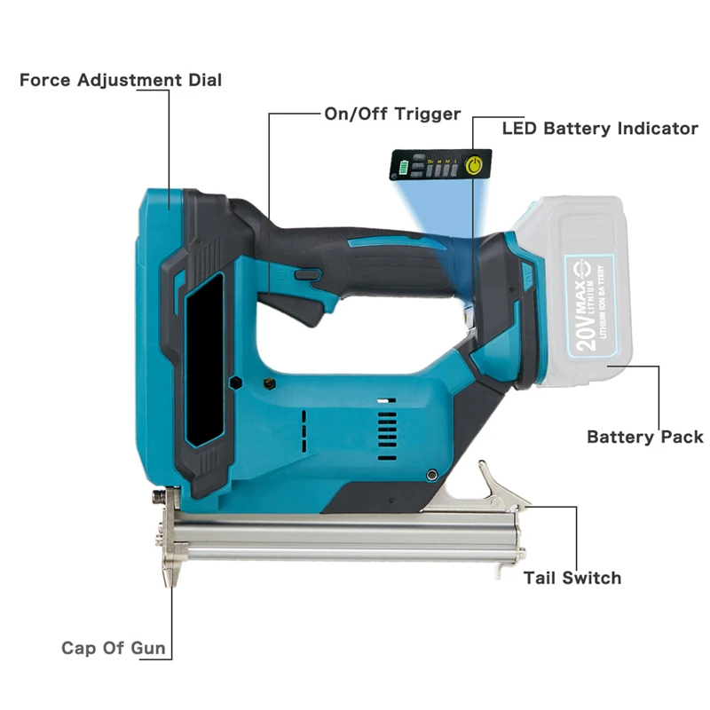 Brushless Electric Nail Gun F30 F25 F20 F15 F10 Stapler Nailer Woodworking Wireless Cordless Power Tools For Makita 18V Battery