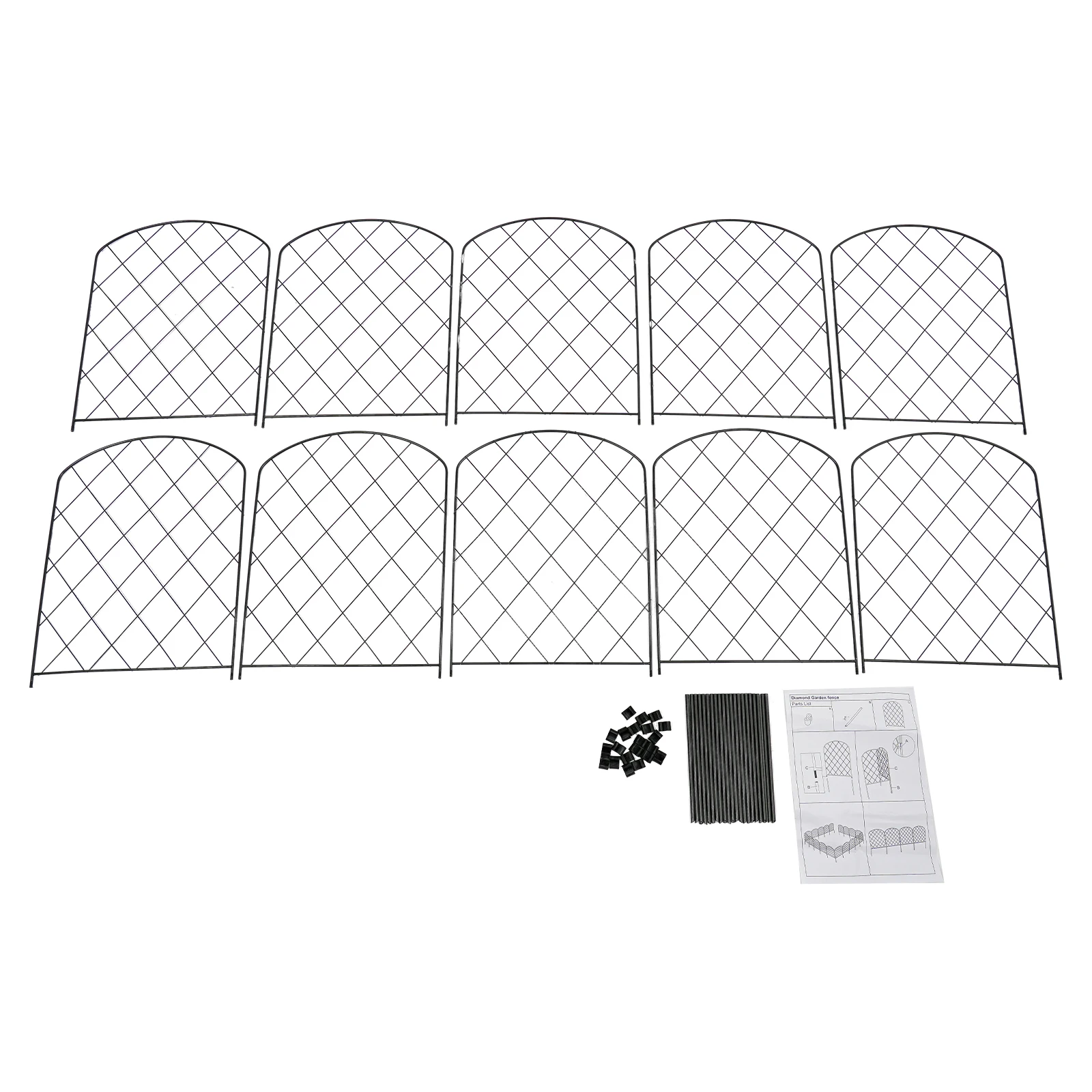 No-Dig Metal Landscape Fence - 10-Pack 60x33cm Decorative Fence for Flower Bed/Yard/Animal Protection