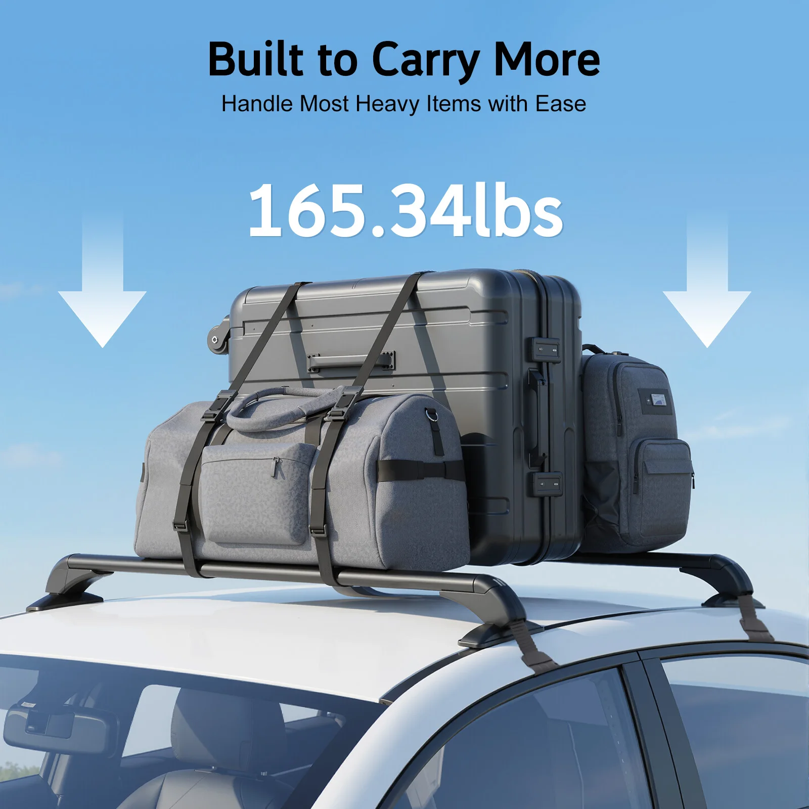 General Motors Luggage Rack Roof Rack Cross Bar Non-Destructive Installation Universal Car Top Carrier 75kg Max Load