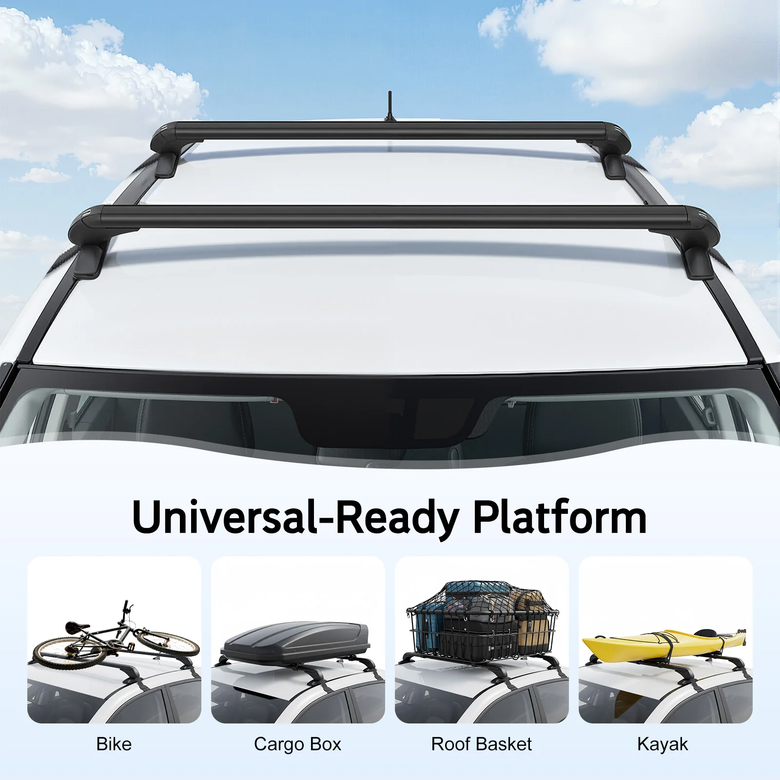 General Motors Luggage Rack Roof Rack Cross Bar Non-Destructive Installation Universal Car Top Carrier 75kg Max Load
