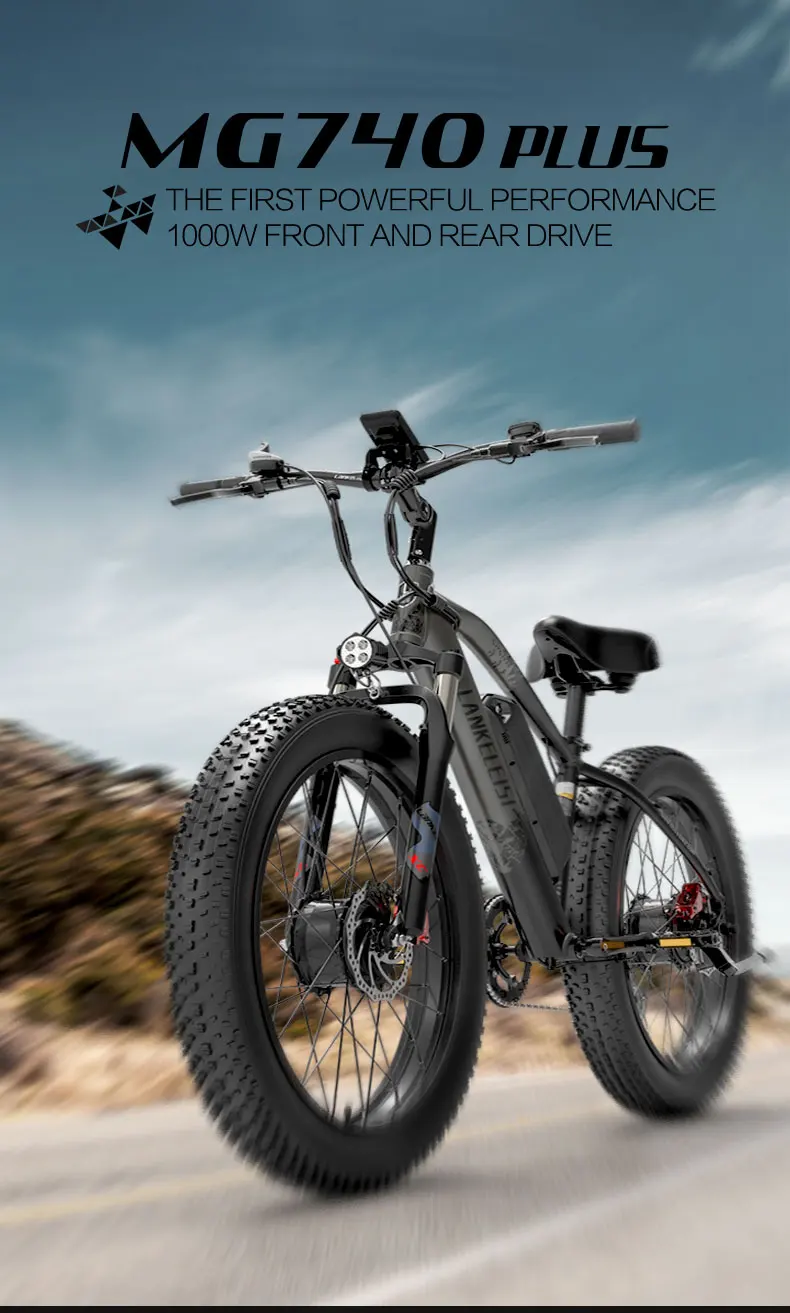 LANKELEISI MG740 Plus Adult 1000W*2 Motor Electric Bicycle 48V 20Ah Battery 26" Fat Tire Electric Bike 120KM Max Range