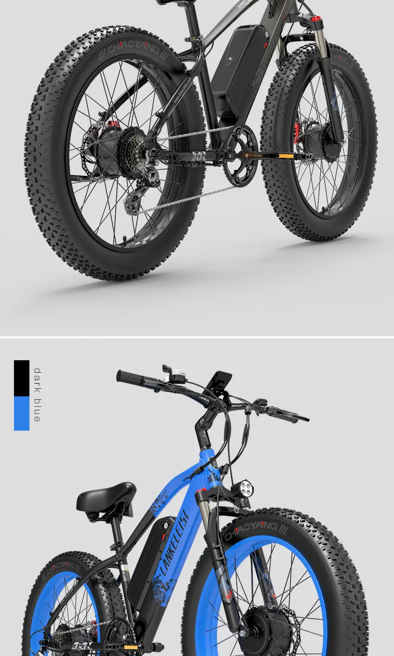 LANKELEISI MG740 Plus Adult 1000W*2 Motor Electric Bicycle 48V 20Ah Battery 26" Fat Tire Electric Bike 120KM Max Range
