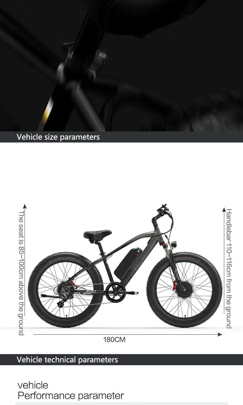 LANKELEISI MG740 Plus Adult 1000W*2 Motor Electric Bicycle 48V 20Ah Battery 26" Fat Tire Electric Bike 120KM Max Range