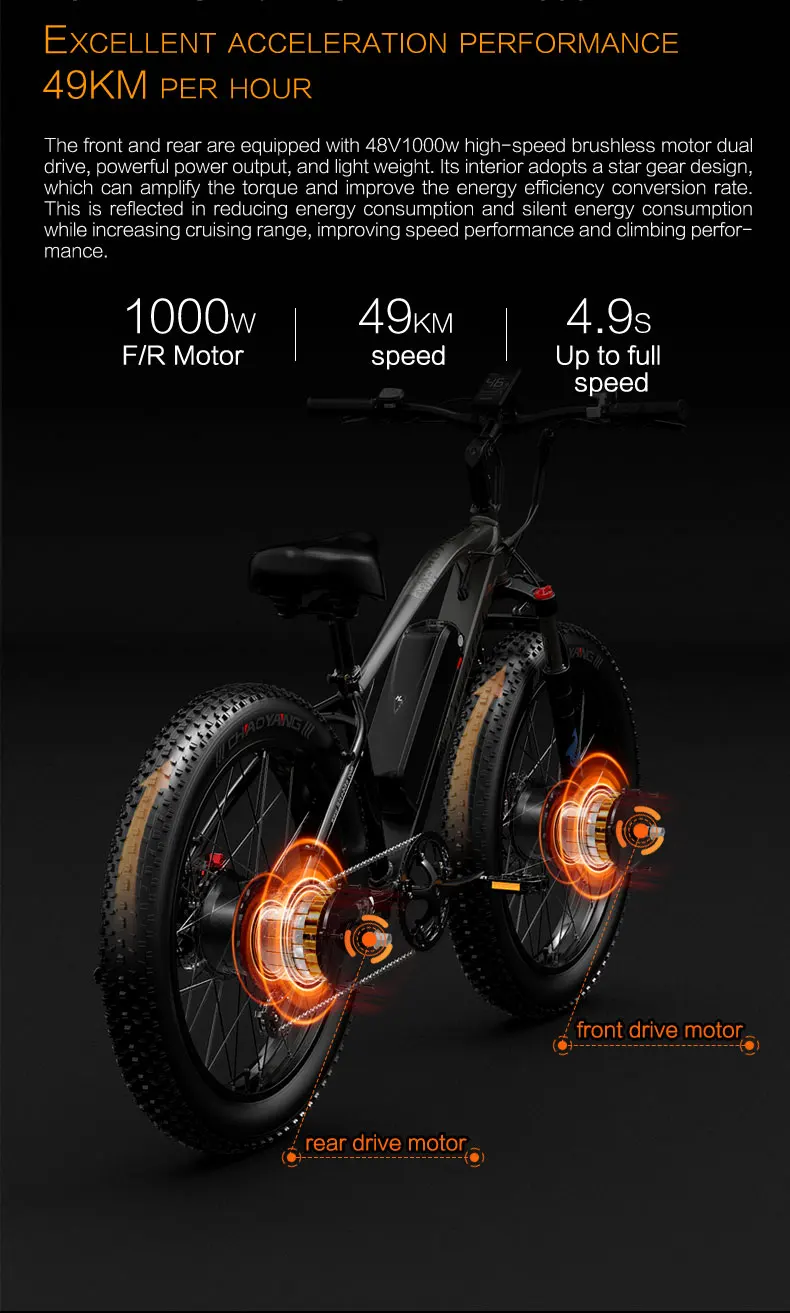 LANKELEISI MG740 Plus Adult 1000W*2 Motor Electric Bicycle 48V 20Ah Battery 26" Fat Tire Electric Bike 120KM Max Range