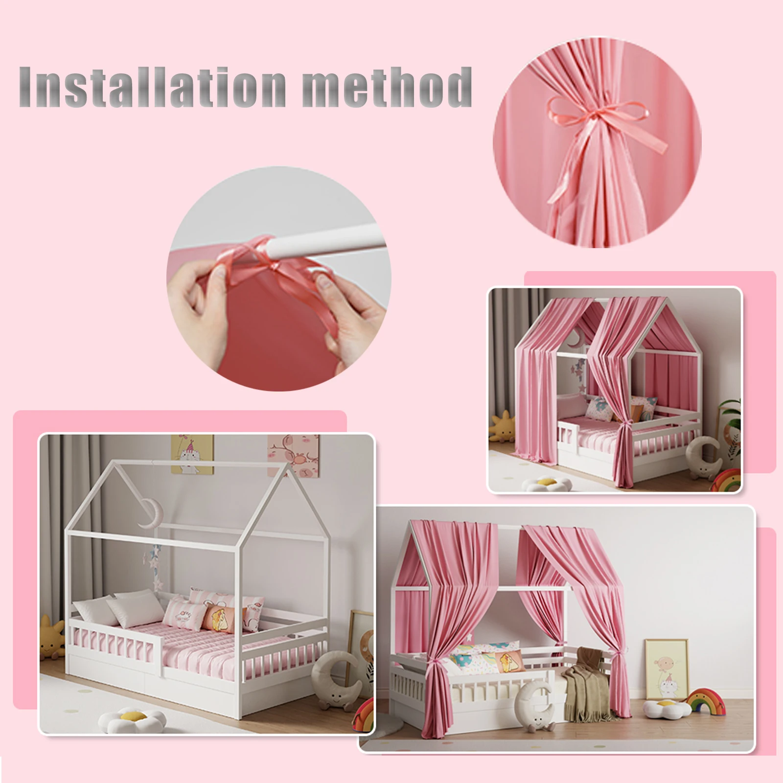 Bunk Bed Canopy 1/2-Piece Muslin Bunk Bed Canopy, Fabric Canopy for Bunk Beds Suitable for Bed Canopy, Bedroom Decoration
