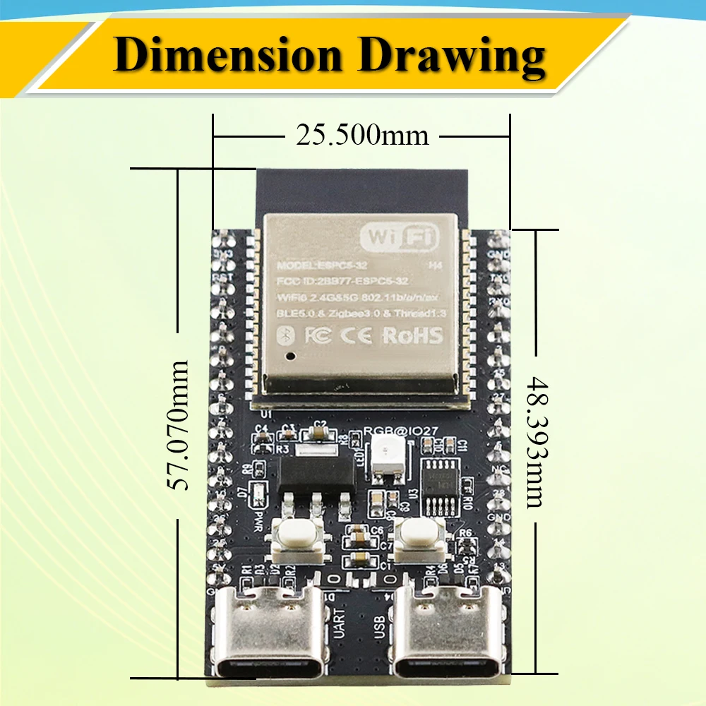 ESP32-C5-DevKitC-1 Development Board Dual-frequency 2.4G 5GHz WiFi Module with Pin N4 4MB Flash WIFI 6 CH340 30PIN ESP32 C5