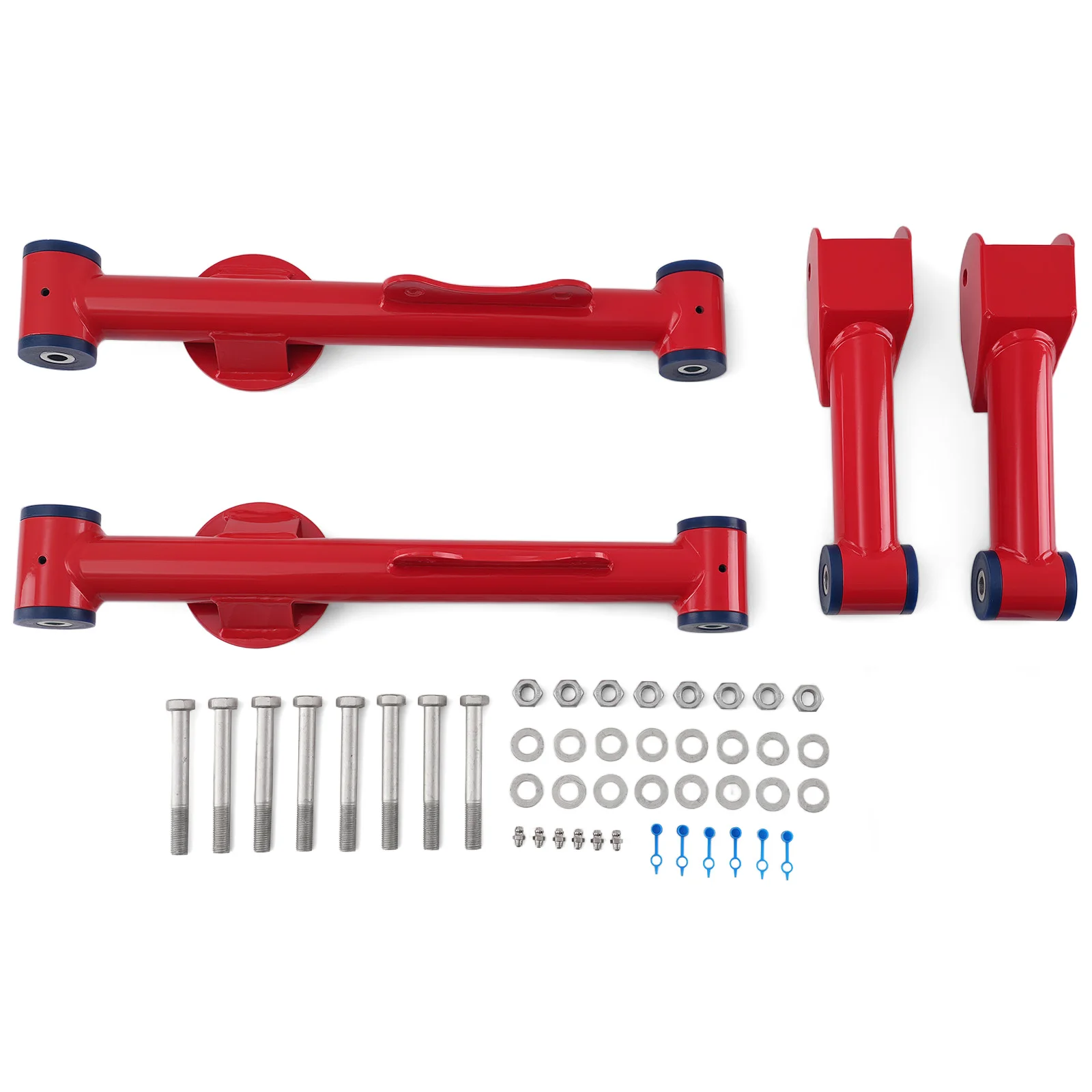 Upper & Lower Rear Tubular Control Arms for Ford Mustang 79-04 Brand New Red w/ Bushings