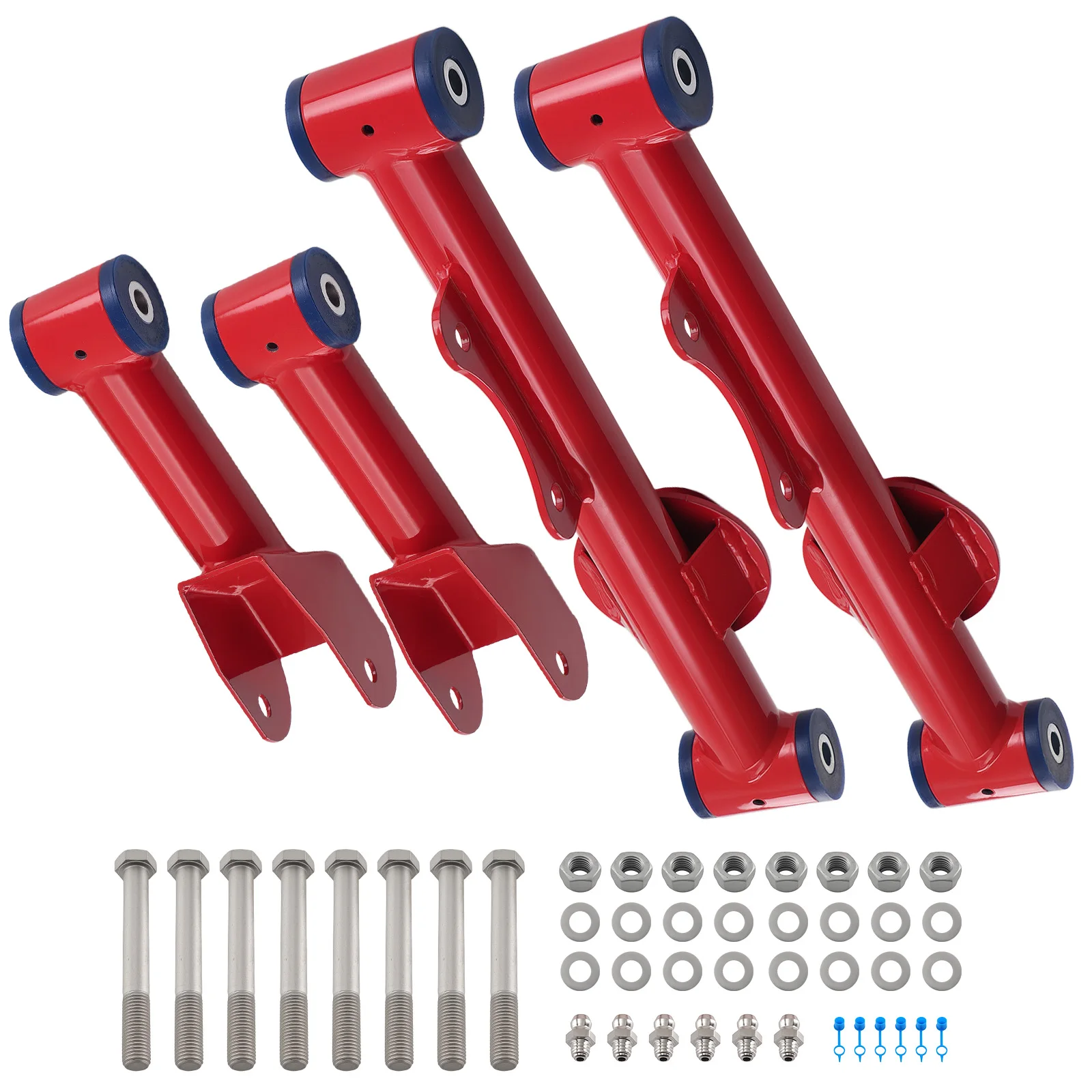 Upper & Lower Rear Tubular Control Arms for Ford Mustang 79-04 Brand New Red w/ Bushings