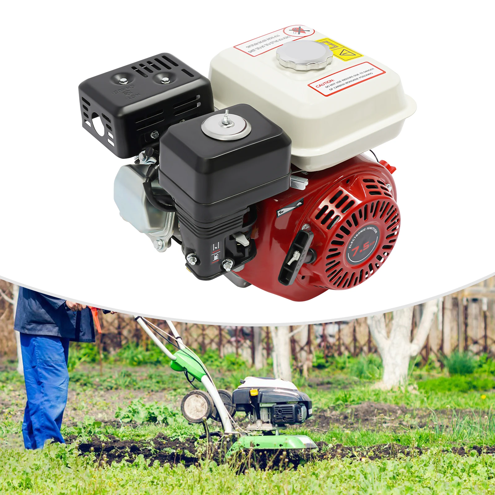7.5hp Red Gasoline Engine| 212cc 4-Stroke 3000w Multi-Use Engine|Single Cylinder Air-cooled Gasoline Powered Engine