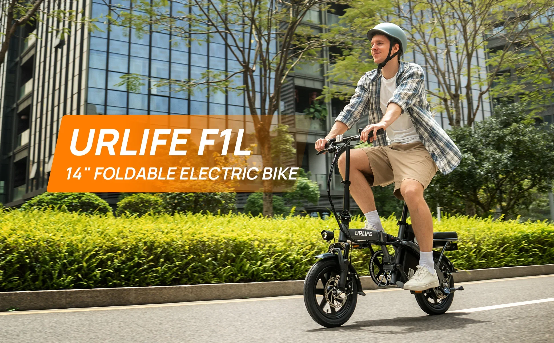 URLIFE F1L Adult Electric Bike 250W Motor 14 Inch Foldable City Commuter Bike with Rear Rack Unisex