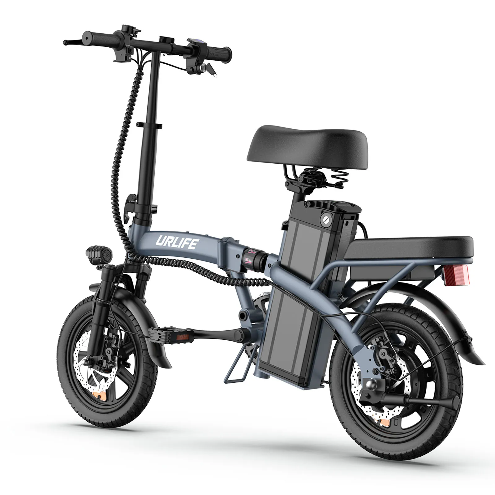 URLIFE F1L Adult Electric Bike 250W Motor 14 Inch Foldable City Commuter Bike with Rear Rack Unisex