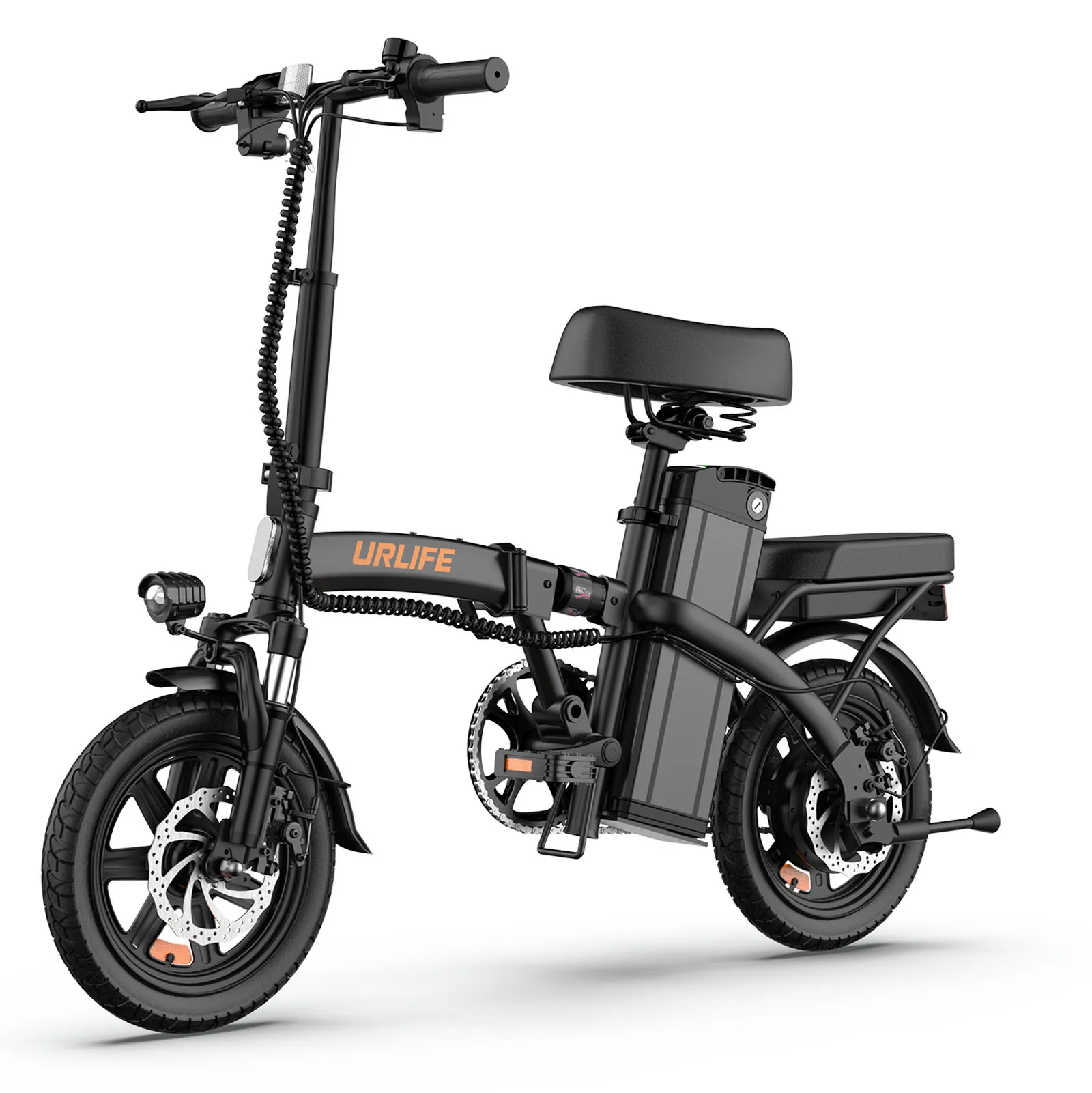 URLIFE F1L Adult Electric Bike 250W Motor 14 Inch Foldable City Commuter Bike with Rear Rack Unisex