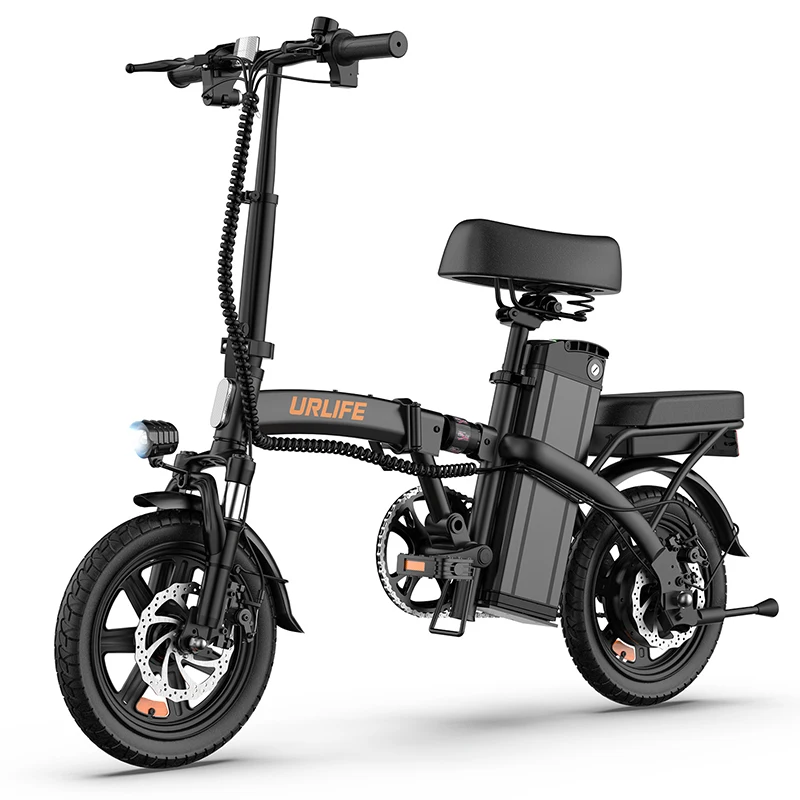 URLIFE F1L Adult Electric Bike 250W Motor 14 Inch Foldable City Commuter Bike with Rear Rack Unisex