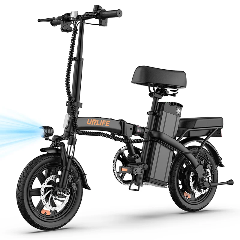URLIFE F1L Adult Electric Bike 250W Motor 14 Inch Foldable City Commuter Bike with Rear Rack Unisex