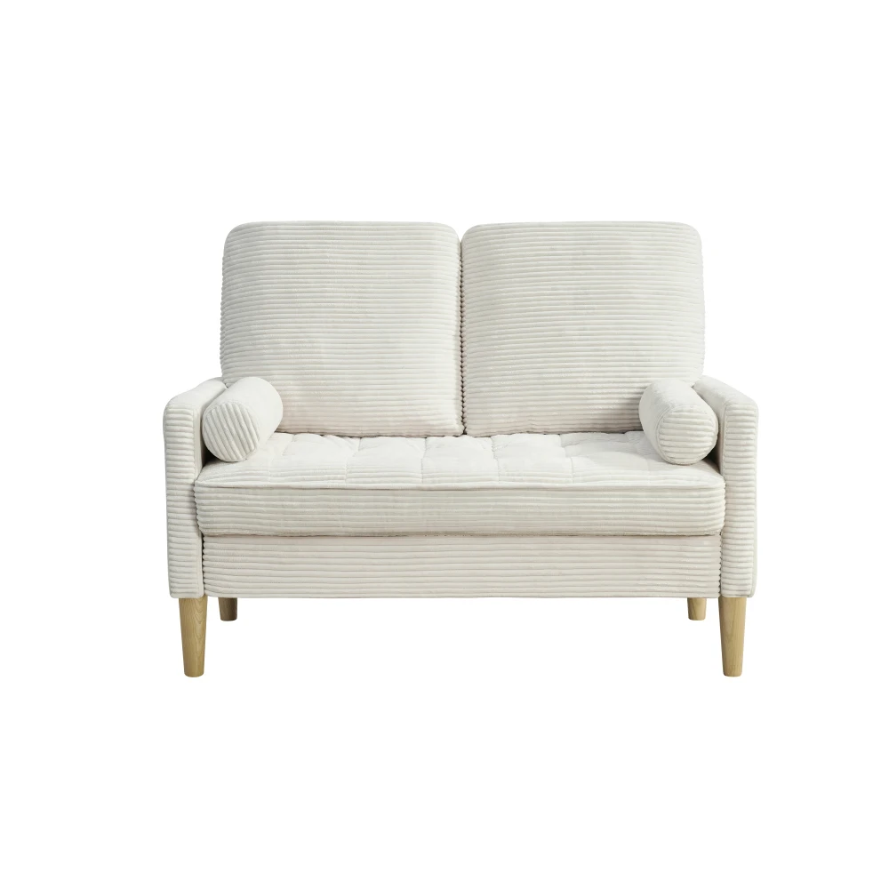 2-Seater Corduroy Sofa Compact Fabric Couch with Thick Padded Cushions Upholstered Small Sofa for Living Room Apartment Bedroom