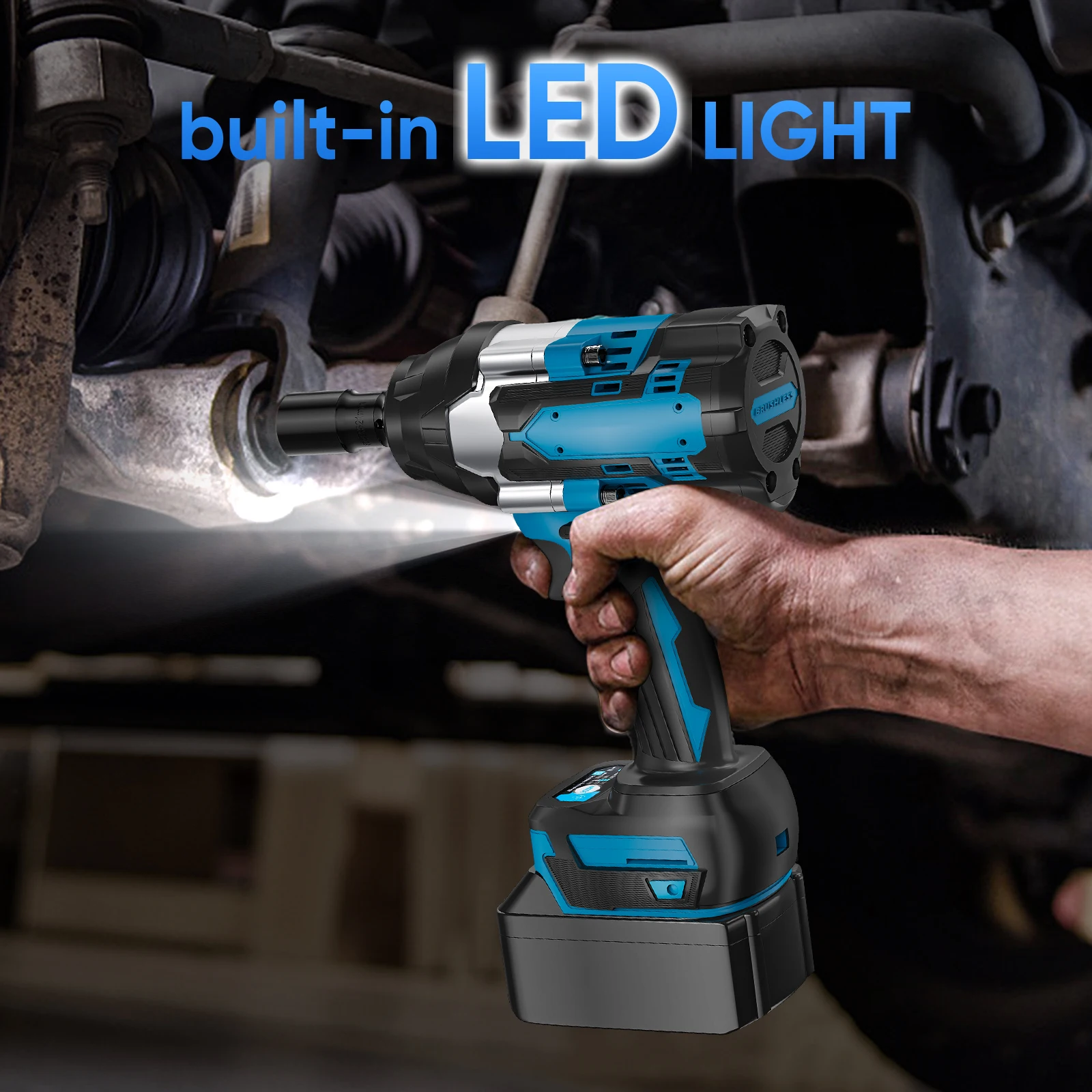 1800N. M Torque Brushless Electric Impact Wrench | 1/2 Inch Lithium-Ion Battery Rechargeable, Suitable For Heavy-Duty Projects,