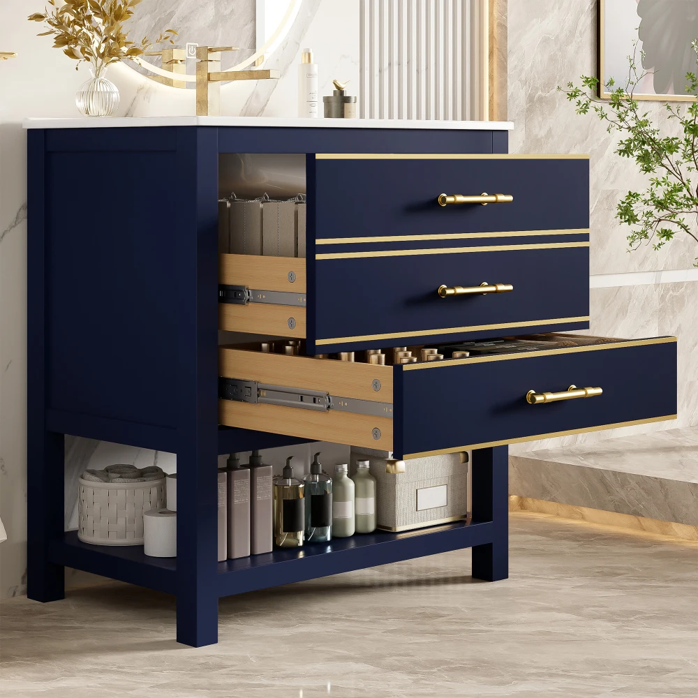 Freestanding Bathroom Vanity with Ceramic Sink High Quality Painted MDF Board Bathroom Storage Furniture No Faucet and Drain