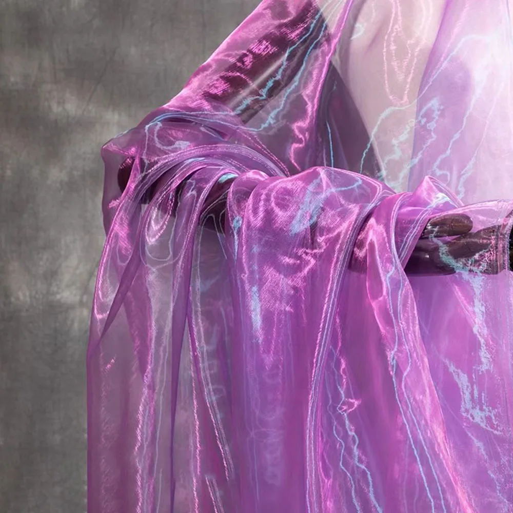 100X150cm Colorful Two-color Gradient Organza Mesh Fabric Shiny Tulle for Wedding Dress headwear DIY Sew Patchwork Home Curtains