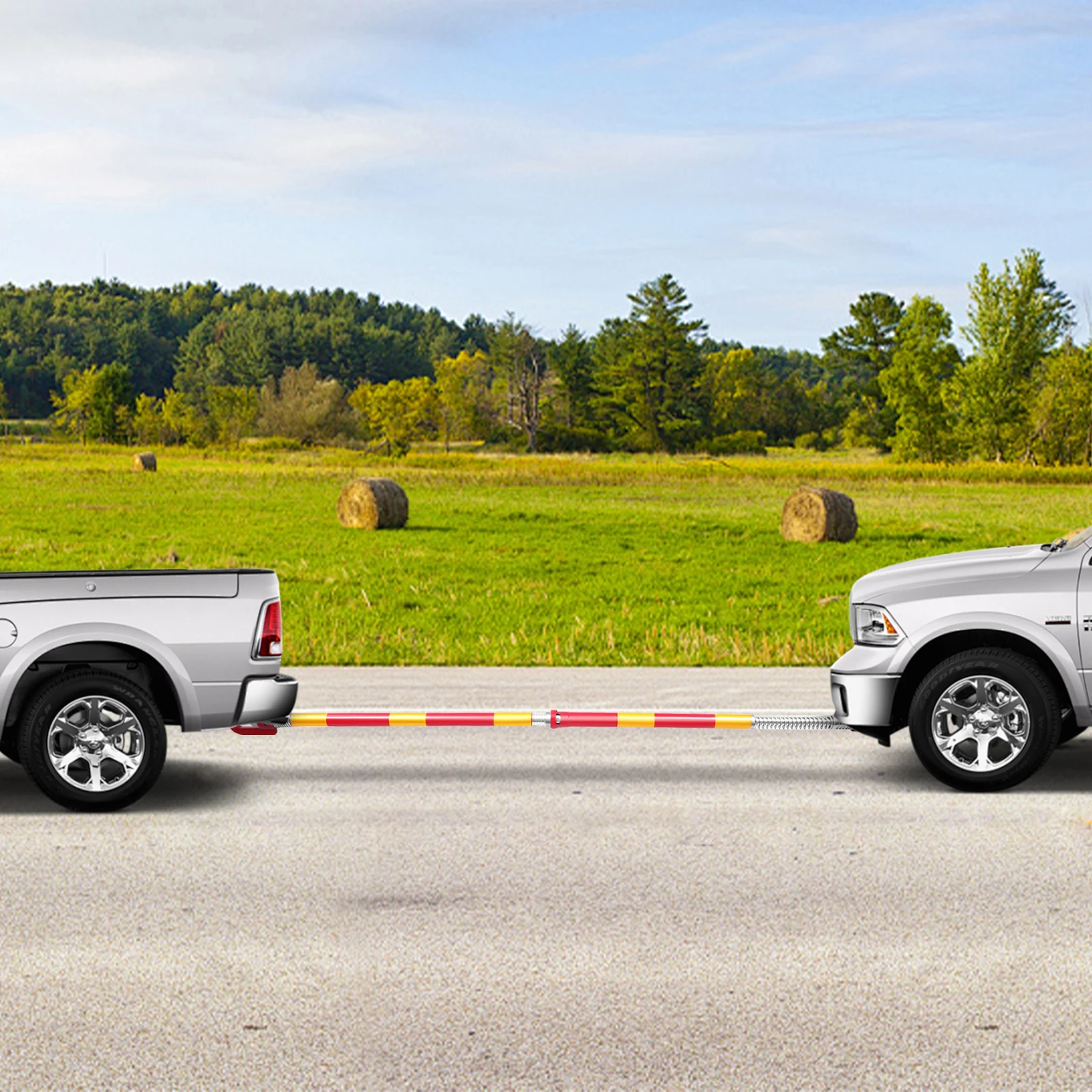 8T Towing Pole Trailer Hitch, Steel Tow Bar, Hook Opening 40*42mm Towing-Pole for Sedan, SUV, Truck
