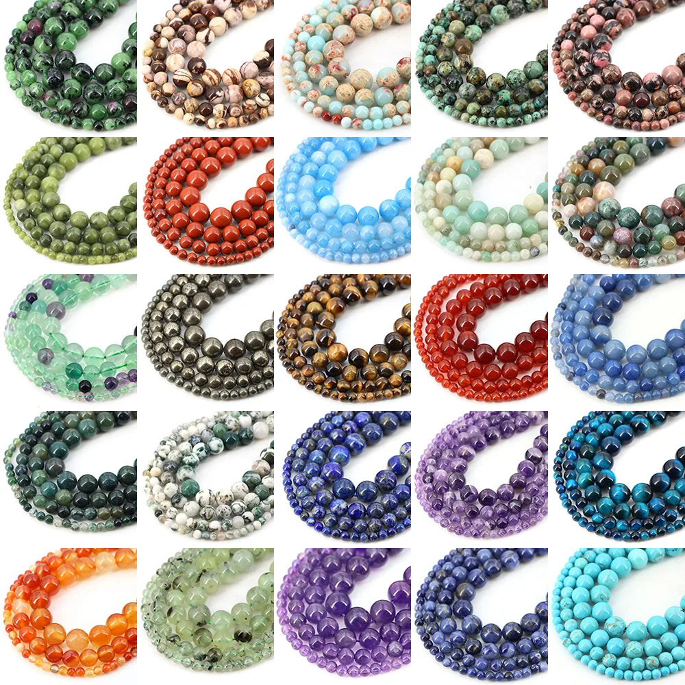 Natural Stone Beads Blue Tiger Eye Crystal Amethyst Rose Quartz Gemstone Bead for Jewelry Making Bracelet Necklace 4/6/8/10MM